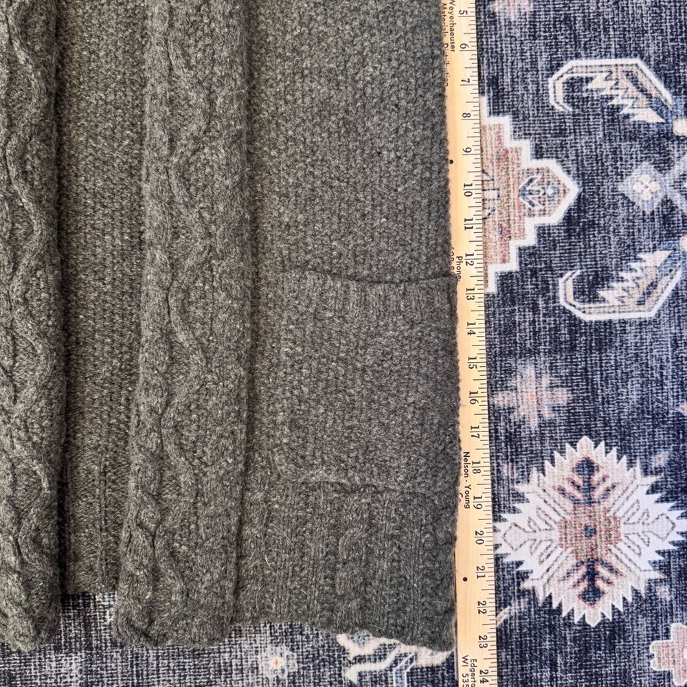 Eddie Bauer Wool Gray Knit Sleeveless Open Cardigan Sweater With Pockets Size M - Picture 12 of 12